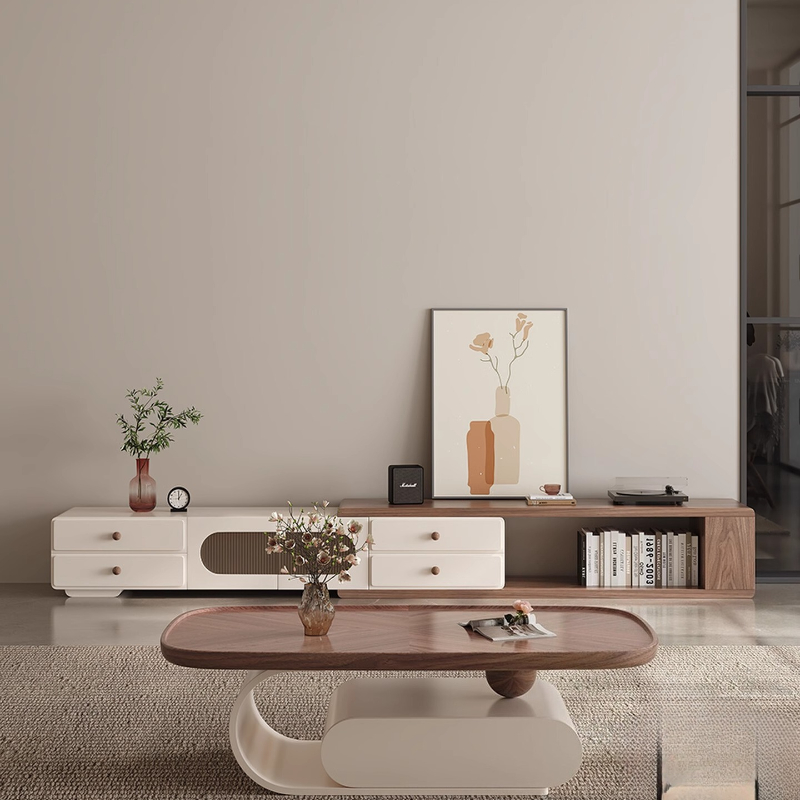 Interior Design White And Wood - Szafka RTV do salonu, biała, w