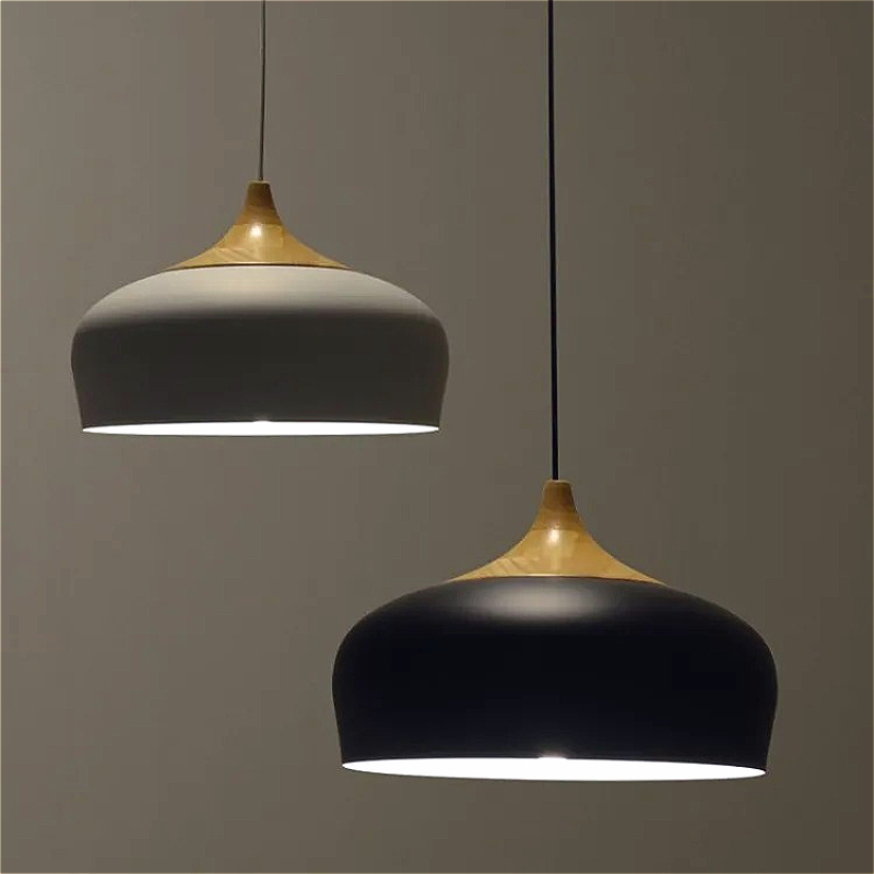 Interior Design White And Wood - Nordic aluminium duży abażur żyrandol sufitowy