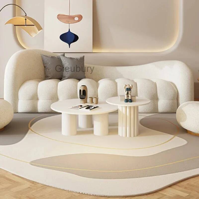 Interior Design White And Wood - Kremowo-białe sofy do salonu, modne wnętrza,