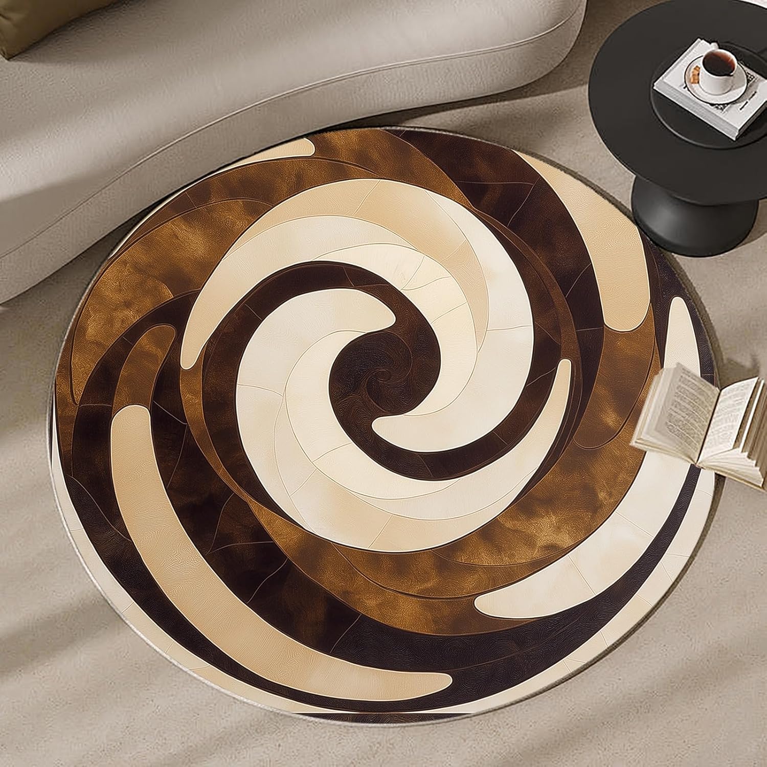 Printed Rug Abstract - Dywan 3D Spiralny Wir Okrągły Hipnotyczny