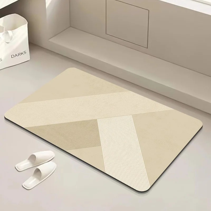 Printed Rug Abstract - Abstrakcyjny dywanik wejściowy z motywem linii,