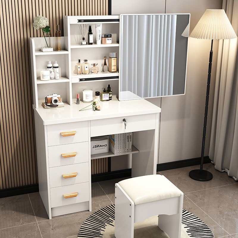 Interior Design White And Wood - Nowoczesna estetyczna toaletka w kolorze białym,