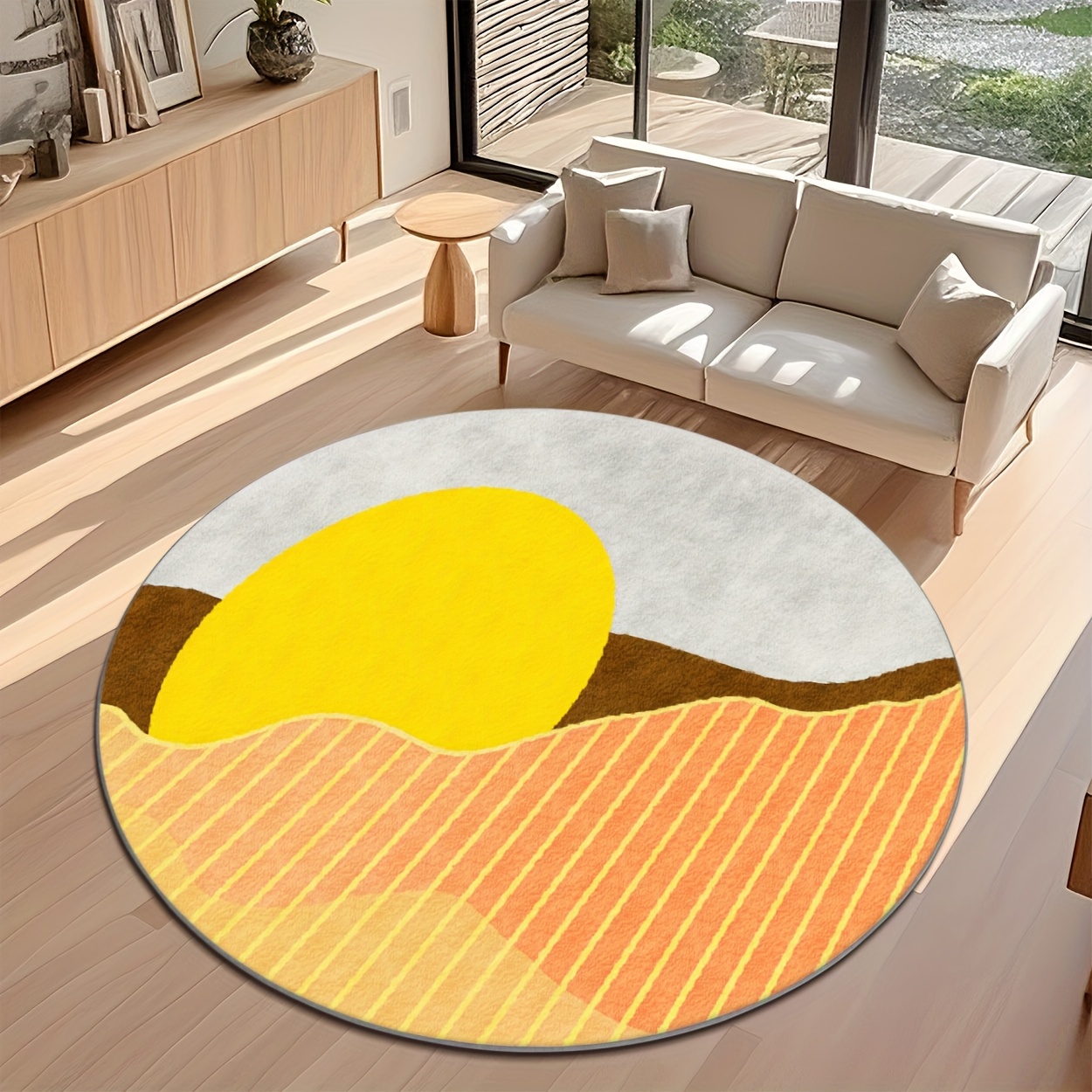 Okrągły dywan w stylu mid-cent – Printed Rug Abstract recenzja i cena