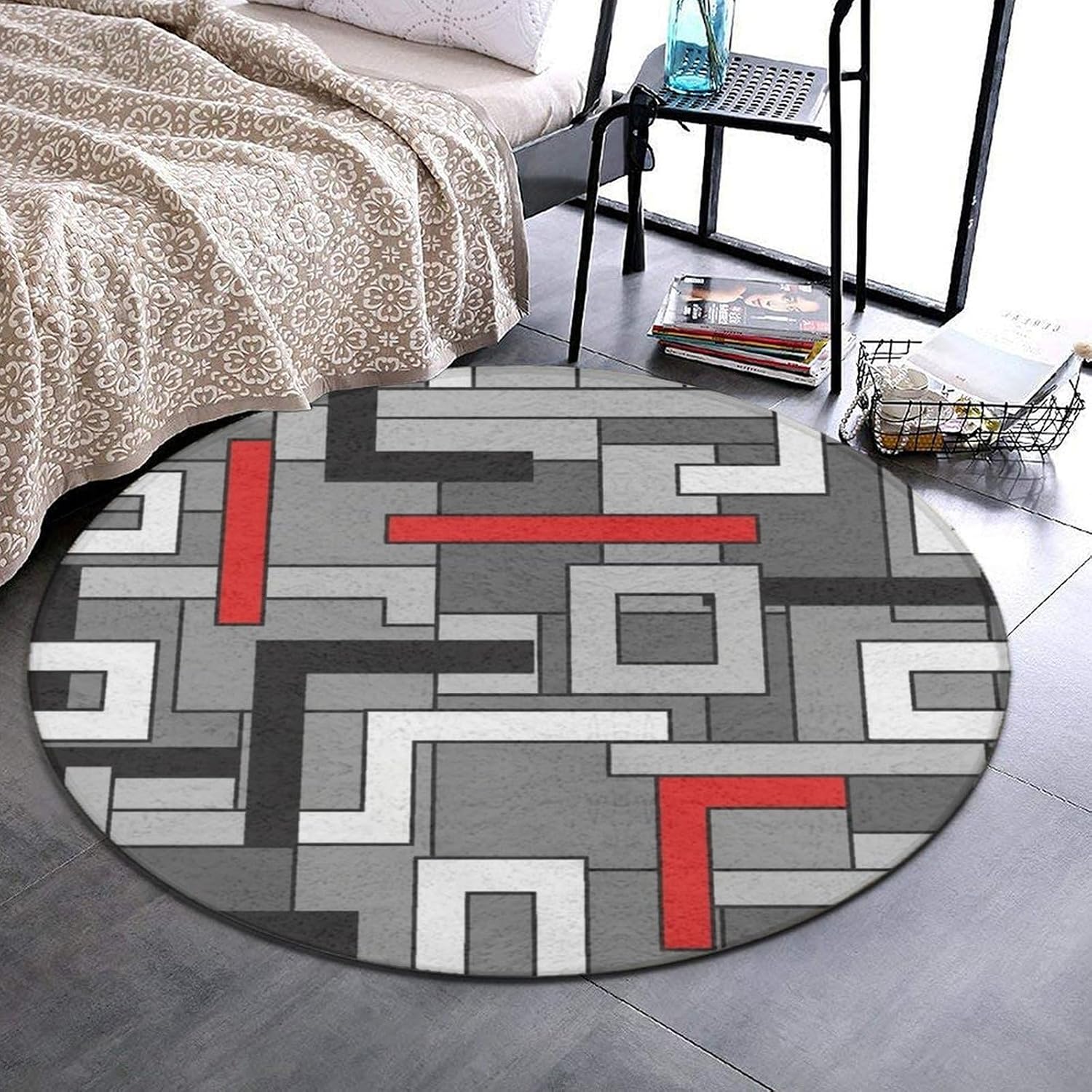 Okrągła geometryczna abstrakcy – Printed Rug Abstract recenzja i cena