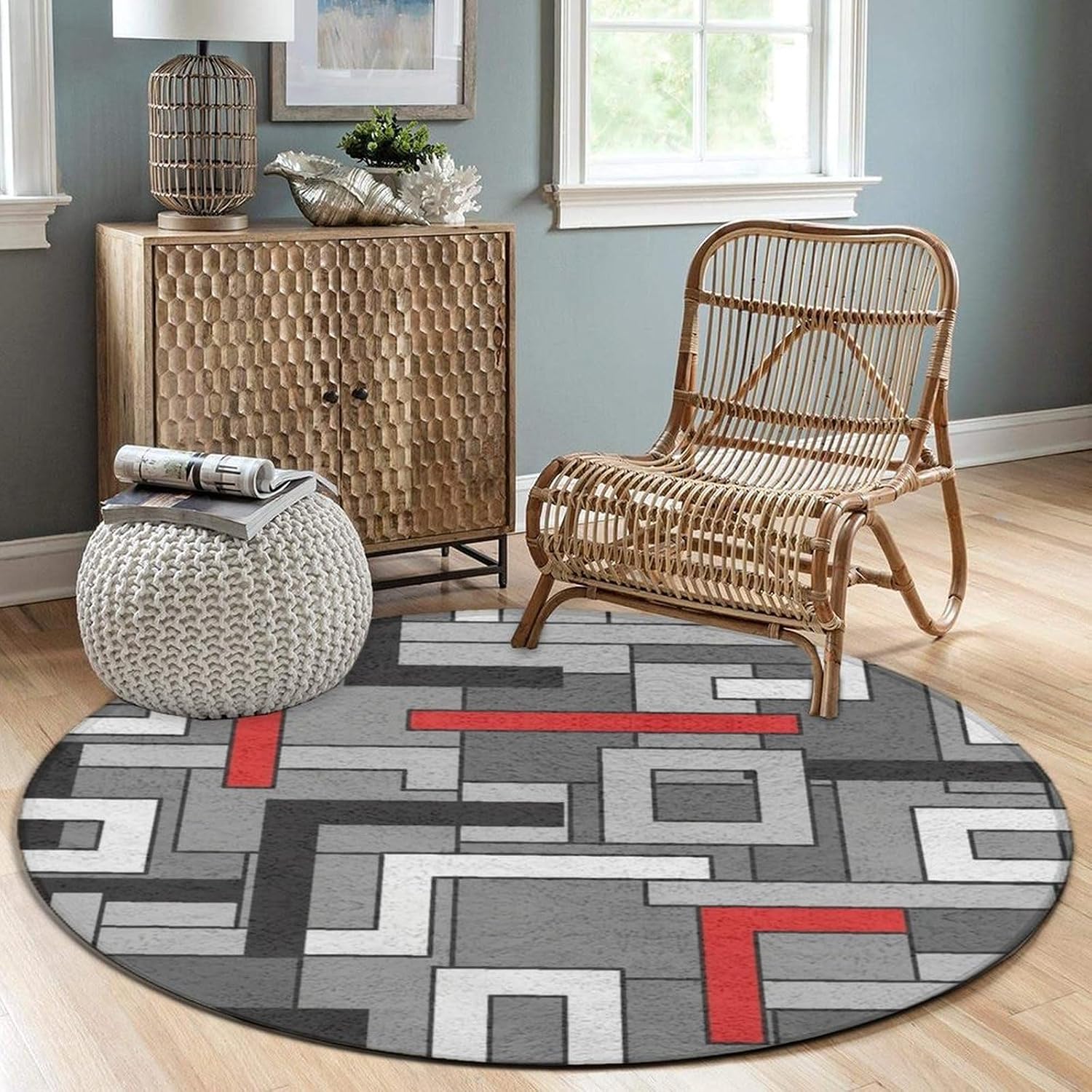 Okrągła geometryczna abstrakcy – Printed Rug Abstract recenzja i cena
